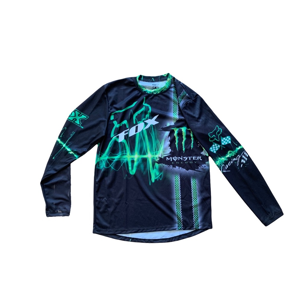 COPY - Men’s geeen/black Medium RARE retro Monster Energy Fox Racing Jersey/Shi…